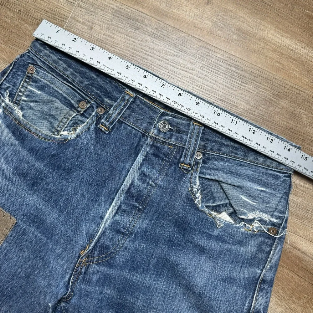 Levi's 501XX Jeans Mens 30x30 Blue Selvedge Patchwork Distressed LVC Big E Denim